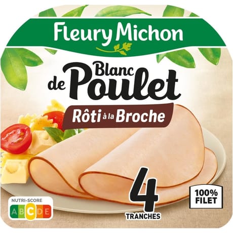 Fleury Michon blanc de poulet au tournebroche 4 tranches fines 120g