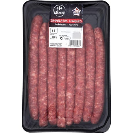 Chipolatas x8 640g Carrefour le marché