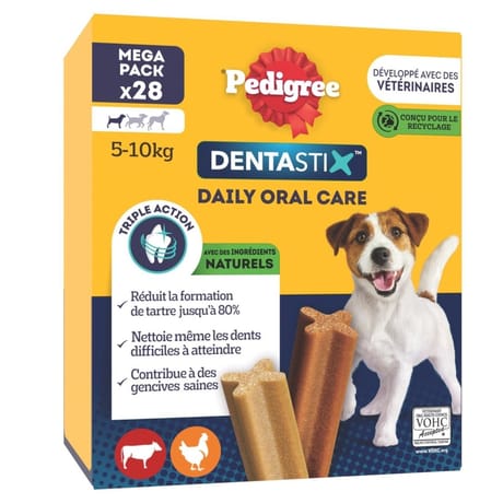 Pedigree dentastix pour chien (5-10kg) bâtonnets au poulet 440g