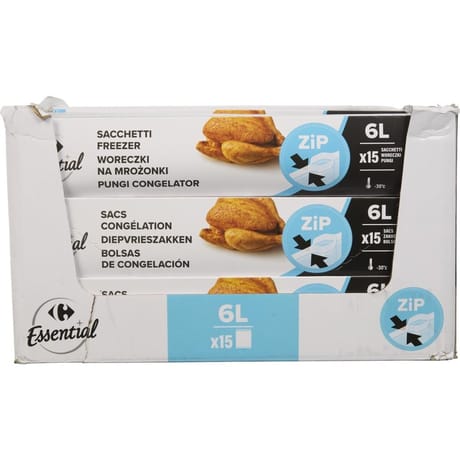 Carrefour 15 sacs de congélation zip 6l
