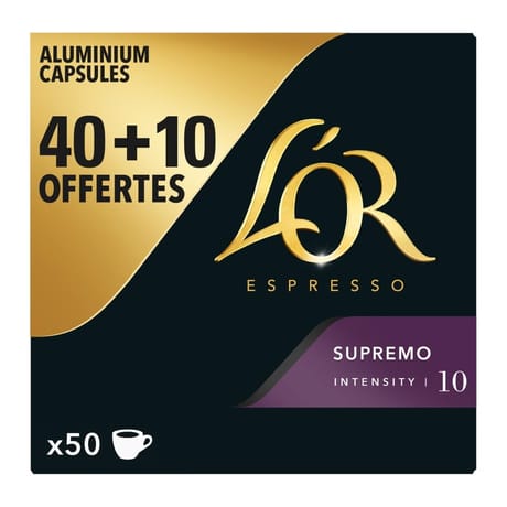 L'or espresso supremo n°10 café en capsules x40 + 10 gratuites - 260g