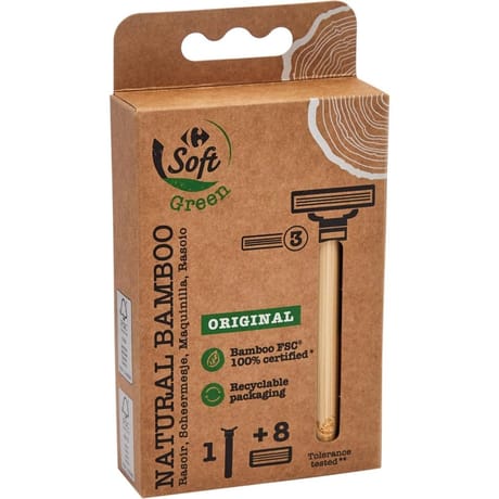 Carrefour soft rasoir bambou 3 lames + 8 recharges