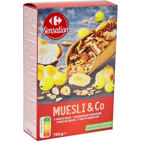 Carrefour sensation céréales muesli 7 fruits secs 750g