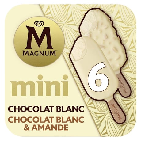 Magnum mini chocolat blanc - chocolat blanc & amande 6x55ml 257g