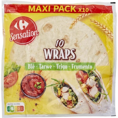 Carrefour sensation 10 wraps blé à garnir 620g