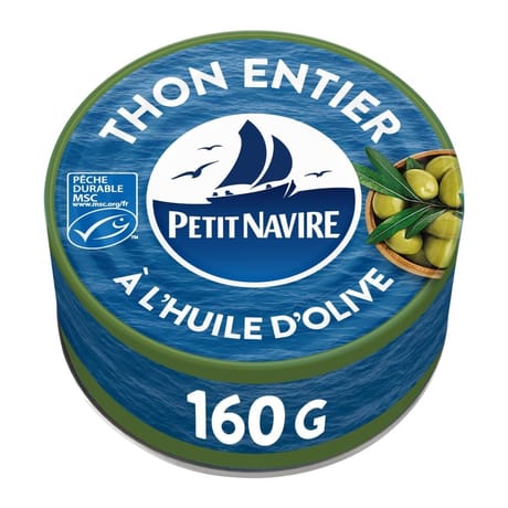 Petit Navire thon entier huile olive MSC 160g
