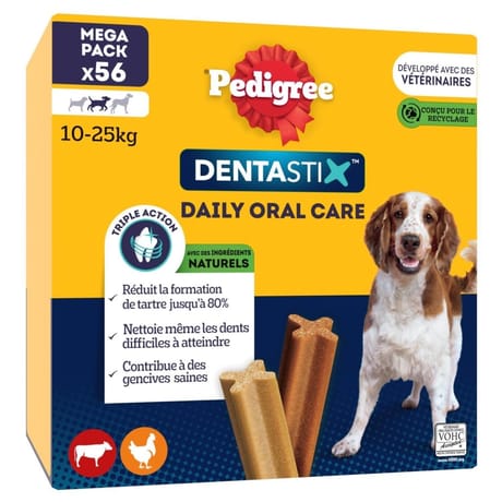 Pedigree dentastix pour chien (10-25kg) bâtonnets au poulet 1440g