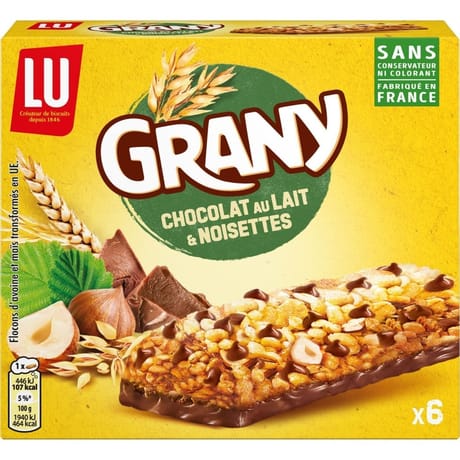Grany barres chocolat au lait et noisettes 138g