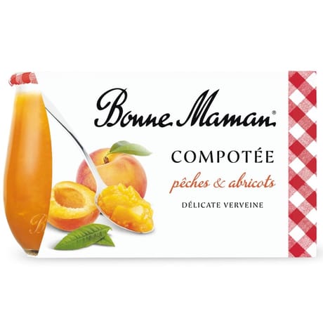 Bonne Maman compotée pêche abricot verveine 2x130g
