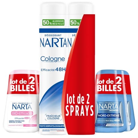 Narta homme déodorant roll-in 50ml lot de 2