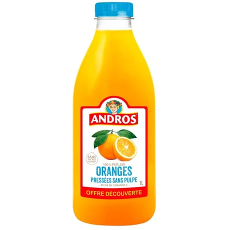 Andros jus d'orange sans pulpe 1l offre découverte
