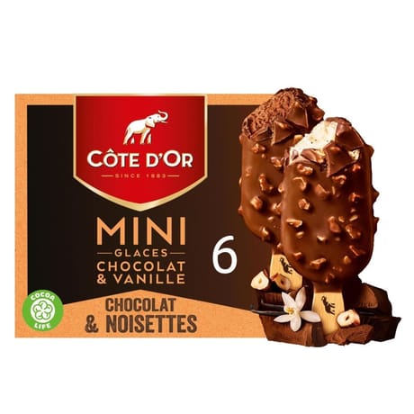 Cote d'or mini 6 bâtonnets vanille chocolat 213g