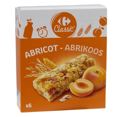 Carrefour Classic' barres céréales abricot x 6 - 126g