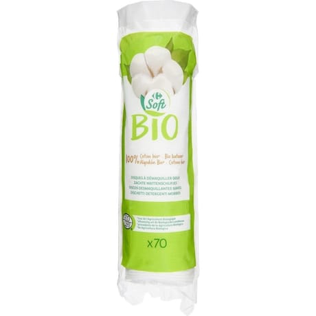 Carrefour soft bio cotons doux paquet de 70