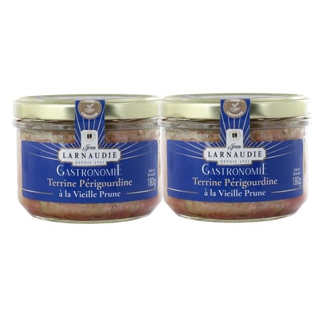 Jean larnaudie terrine perigourdine vieille prune "gastronomie" verrine lot de 2 180g