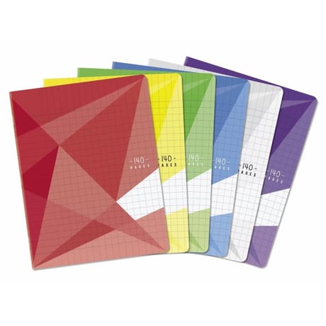 Carrefour cahier agrafe 170x220 140 pages 90 grammes seyes polypro coloris assorti