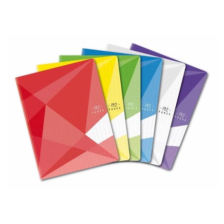 Carrefour cahier brochure 170x220 192 pages 90 grammes seyes polypro coloris assortis