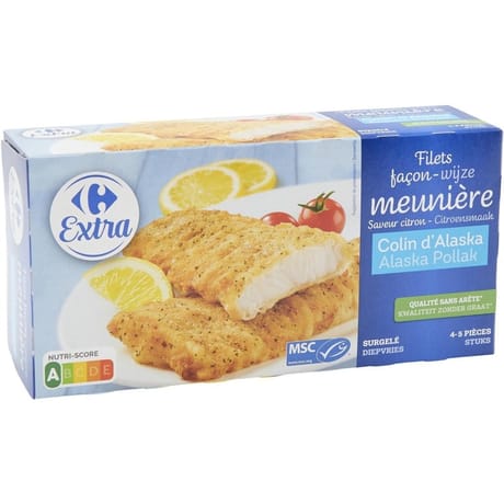 Carrefour extra filet façon meunière colin d'alaska 400g