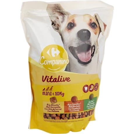 Carrefour companino croquettes pour chien adulte mini à la volaille & aux légumes 1.5kg