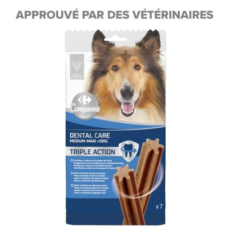 Carrefour companino récompense pour chien medium sticks dental care x7 - 180g