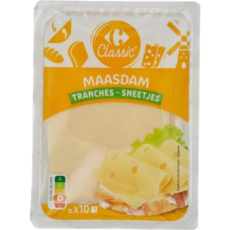 Carrefour Classic' fromage maasdam en tranches 200g