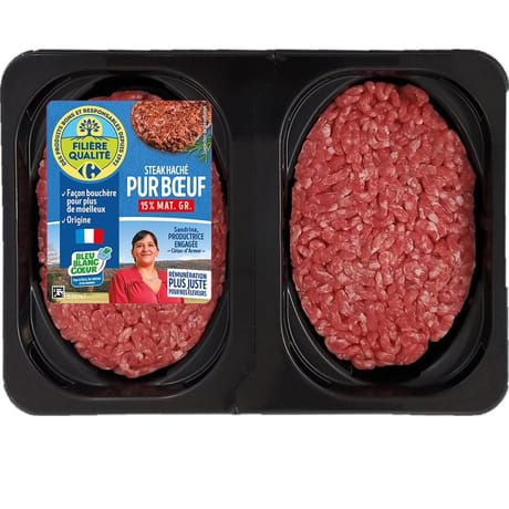 Steaks hachés pur boeuf 15% x2 250g