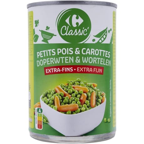 Carrefour classic petits pois et carottes extra-fins - 265g