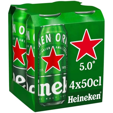 Heineken bière blonde premium can 4x50cl 5%vol