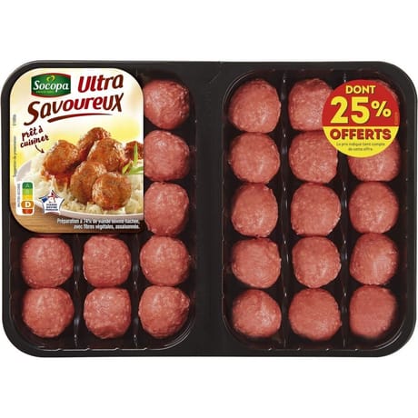 Boulettes au boeuf nature x30 800g Socopa