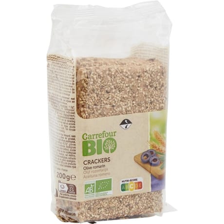 Carrefour bio crackers olive romarin bio le sachet de 8 - 200g