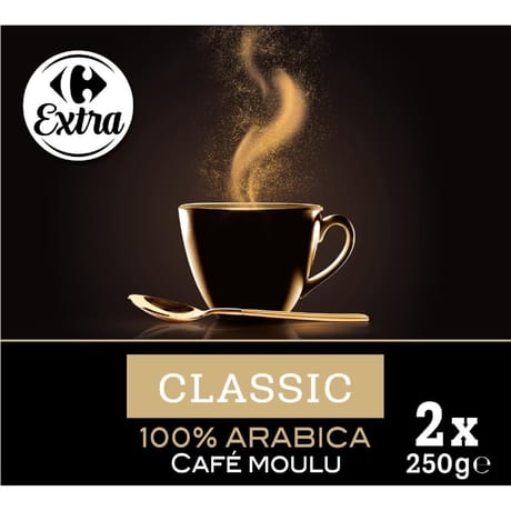 Carrefour extra café moulu corsé 2x250g - 500g