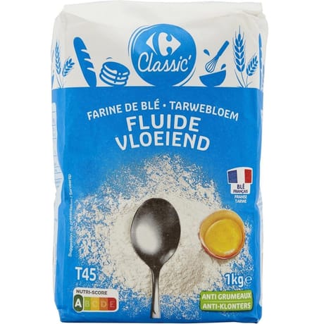 Carrefour Classic' Farine de blé fluide T45 1kg