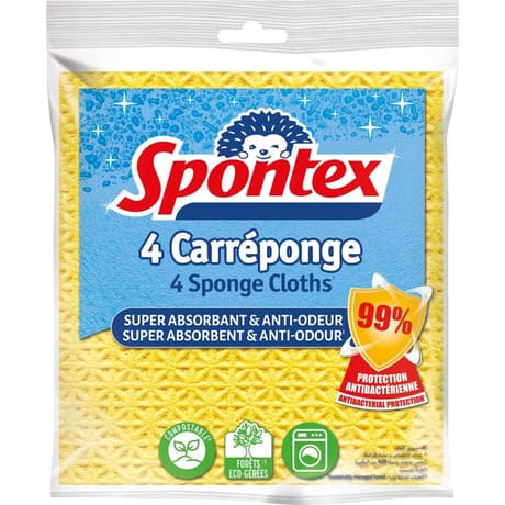 Spontex carréponge anti-bactéries x4