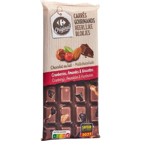 Carrefour original tablette de chocolat au lait cranberries - 170g