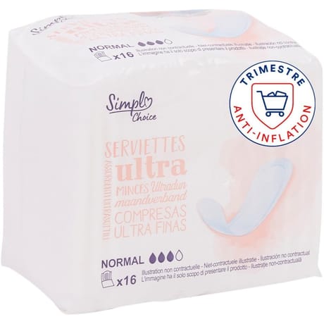 Simpl serviettes hygiéniques ultra minces normal x16
