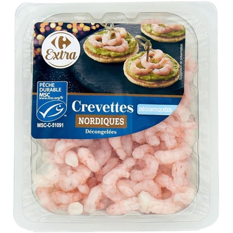 Carrefour extra crevettes nordiques décortiquées 90g