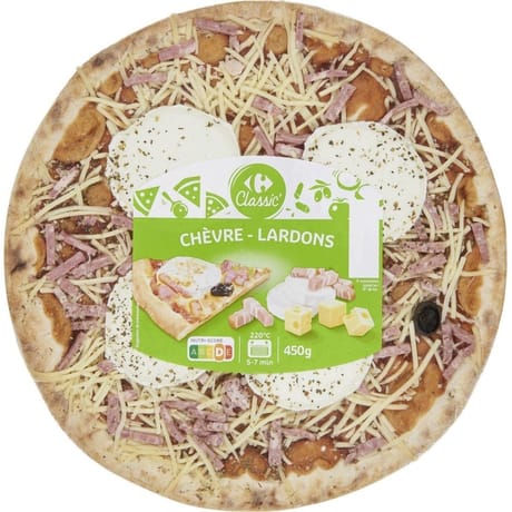 Carrefour classic' pizza chèvre lardons 450g