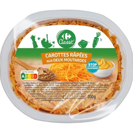 Carrefour classic' carottes rapées aux deux moutardes 300g