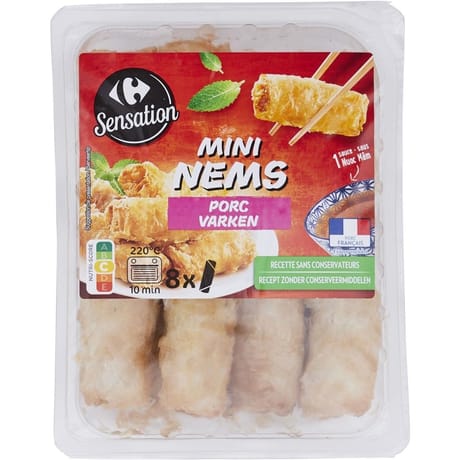 Carrefour sensation 8 mini nems porc 260g