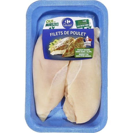 Carrefour classic' 2 filets de poulet blanc