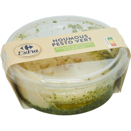 Carrefour extra houmous au pesto verde 150g