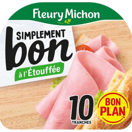 Fleury Michon simplement bon jambon a l'étouffée sans couenne 10 tranches 350g maxi format