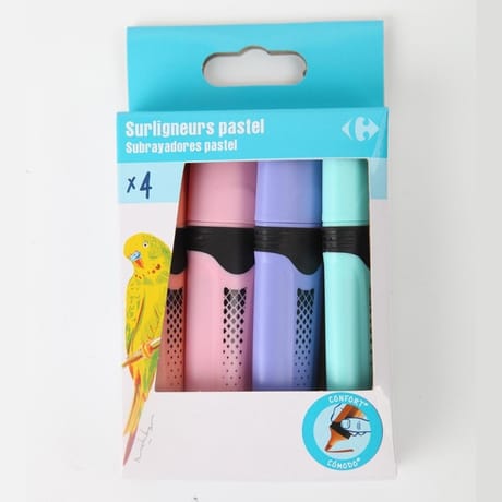 Carrefour 4 surligneurs pastels