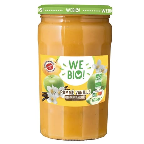 We bio compote pomme vanille bio sans sucre ajouté 630g