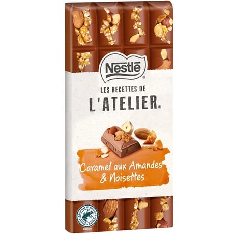 Nestlé l'atelier lait caramel amandes noisettes 170g