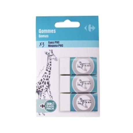 Carrefour lot de 3 mini gommes