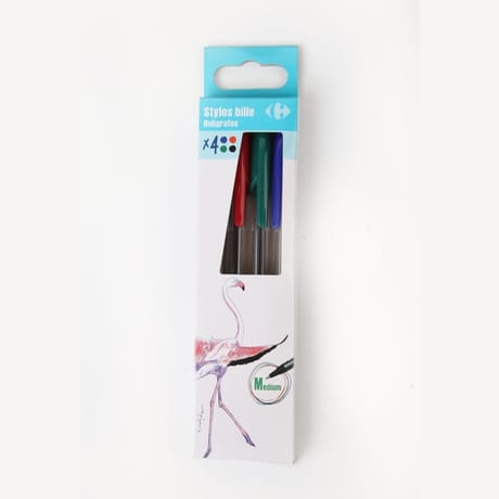 Carrefour 4 stylos bille coloris assortis
