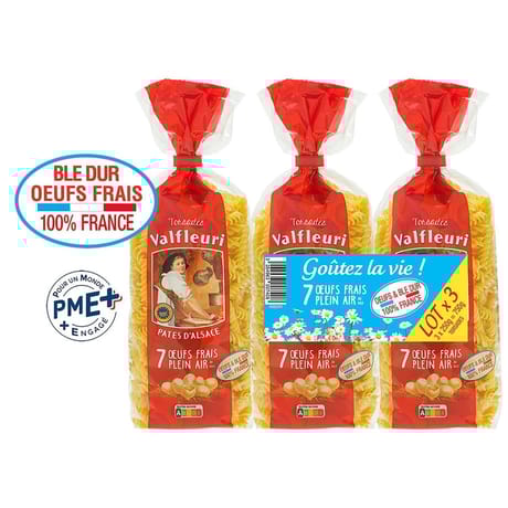 Valfleuri pâtes d'Alsace Torsade lot 3x250g