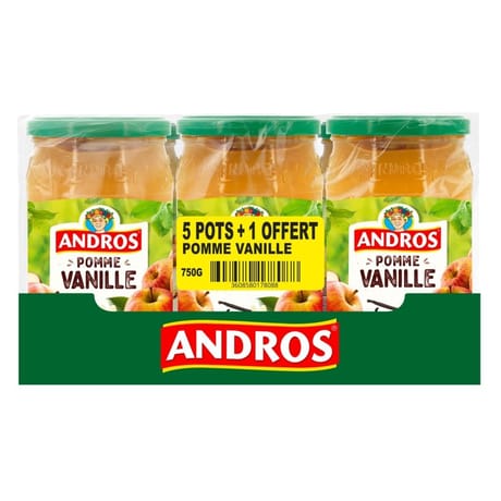 Andros compote pomme vanille 5+1 offert - 4500g