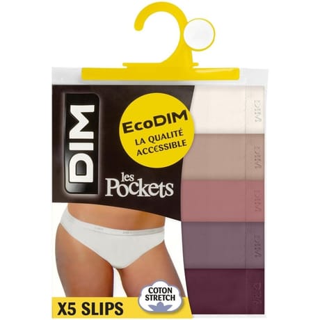 Lot de 5 slips Pockets Ecodim Dim AW5 RUBIS/VIOLET/ROSE/SKIN/BLC T44\46